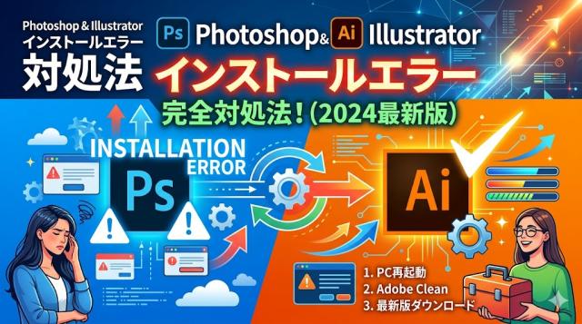 Adobeソフト　Photoshop　Illustrator フォトショップ　イラストレーター　インストールエラーについて